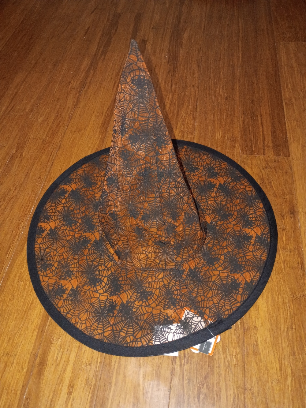 Halloween Witch Hat - Orange and Black Spiderweb Design